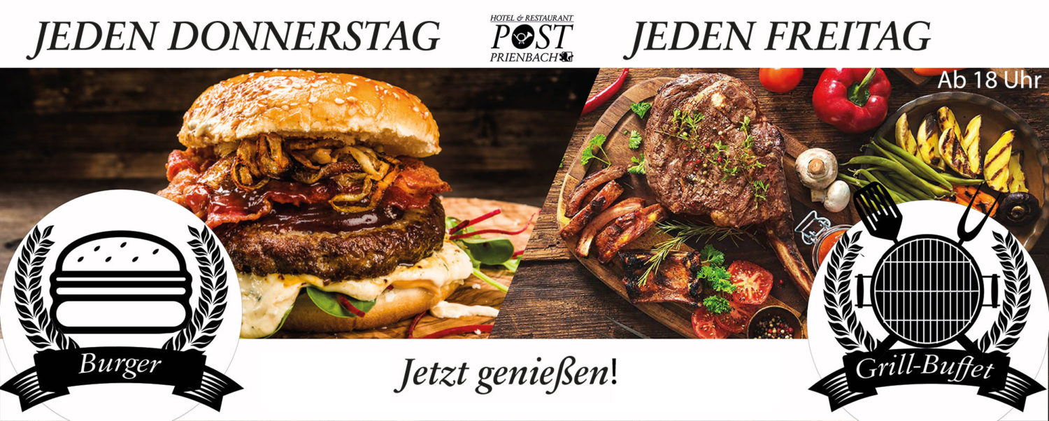 Jetzt jeden Donnerstag Burger & jeden Freitag Grill-Buffet